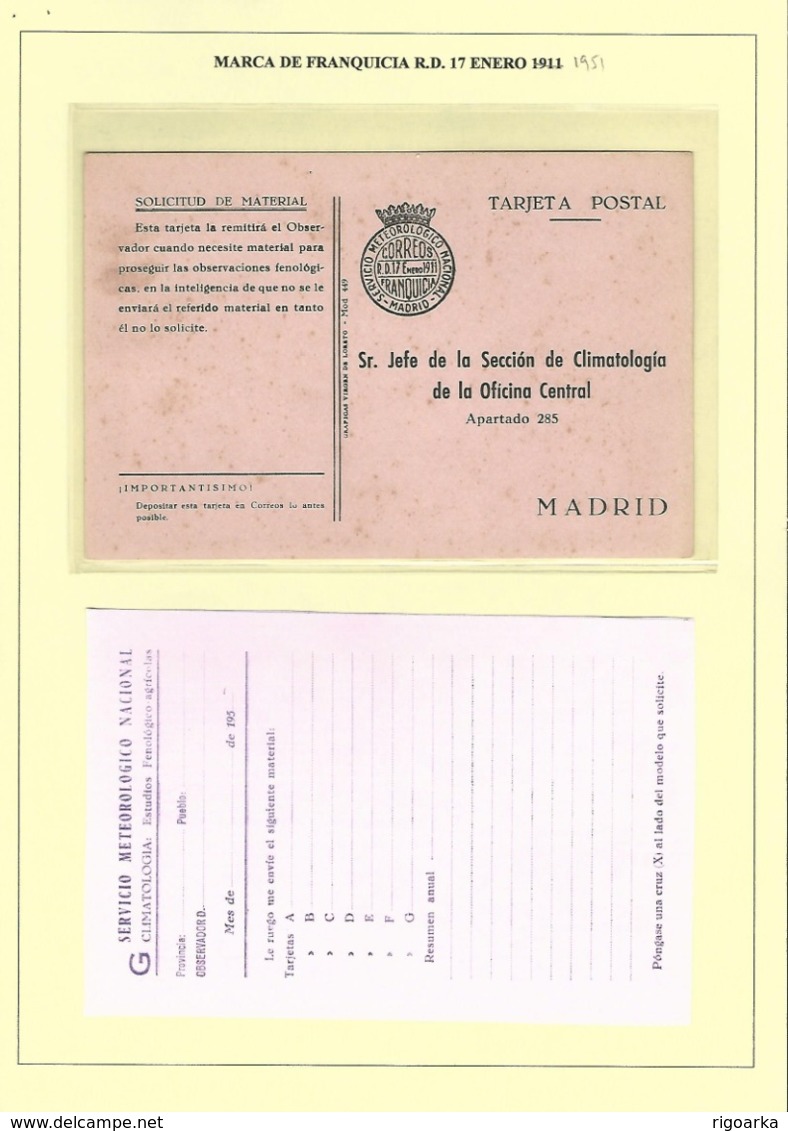 ENTEROS EN FRANQUICIA DEL SERVICIO METEREOLÓGICO NACINAL 2 TIPOS DE MARCAS. SERVICIO DE CLIMATOLOGÍA. 11 UDS DIFERENTES