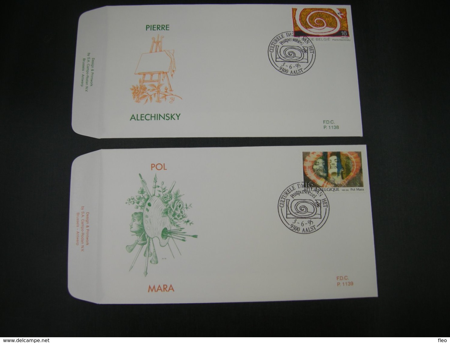 BELG.1995 2602 & 2603 FDC (Aalst) : " Série Artistique , Werken Van Pierre Alechinsky & Pol Mara " - 1991-2000