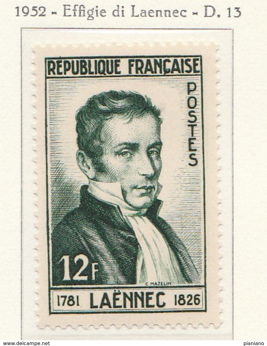 PIA  - FRAN : 1952 : Dott. René Laennec - Inventore Dello Stetoscopio  - (Yv 936) - Altri & Non Classificati