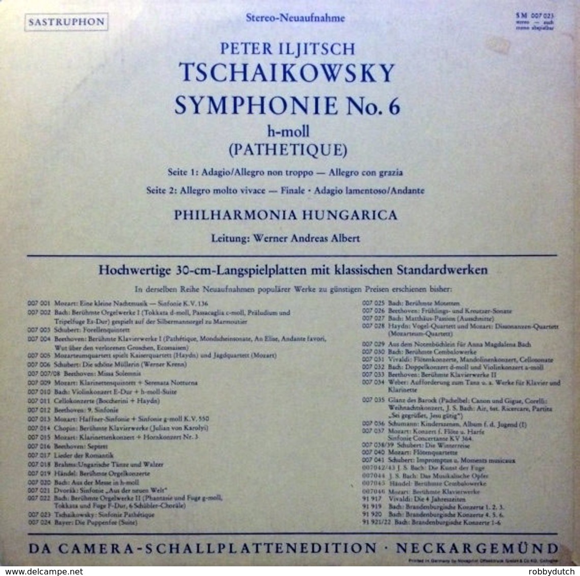 * LP *  TSCHAIKOWSKY - SYMPHONIE No.6 (PATHETIQUE) - PHILHARMONIA HUNGARICA (Dui EX/EX-) - Classical