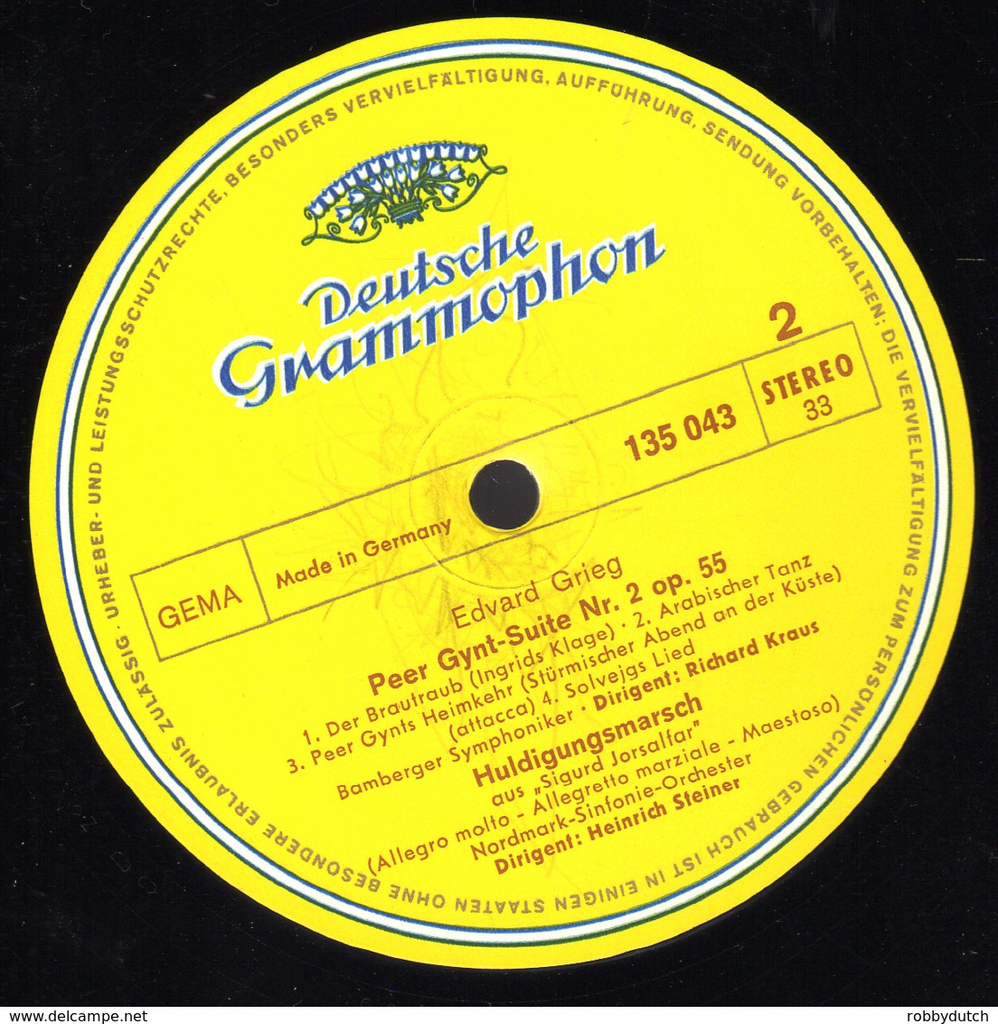 * LP *  GRIEG - PEER-GYNT-SUITEN Nr. 1 & 2 - BAMBERGER SYMPHONIKER / RICHARD KRAUS - Klassiekers