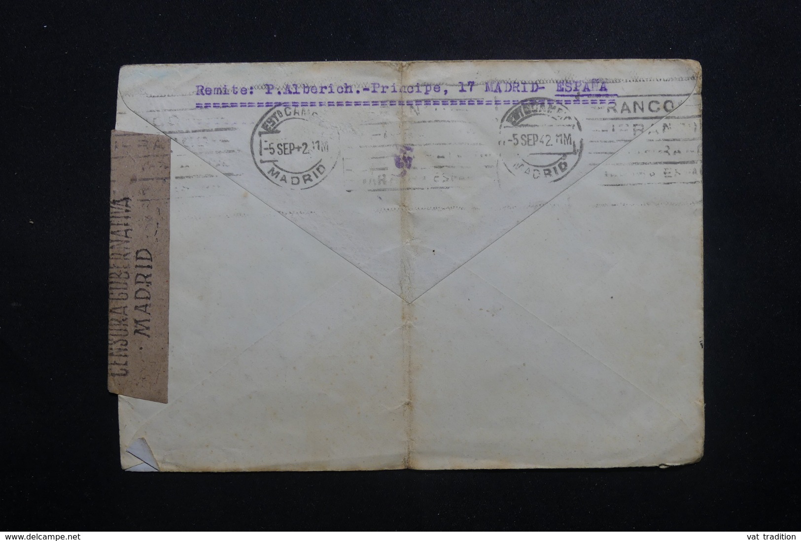 ESPAGNE - Censure De Madrid Sur Enveloppe Pour La France En 1942 - L 42726 - Nationalists Censor Marks