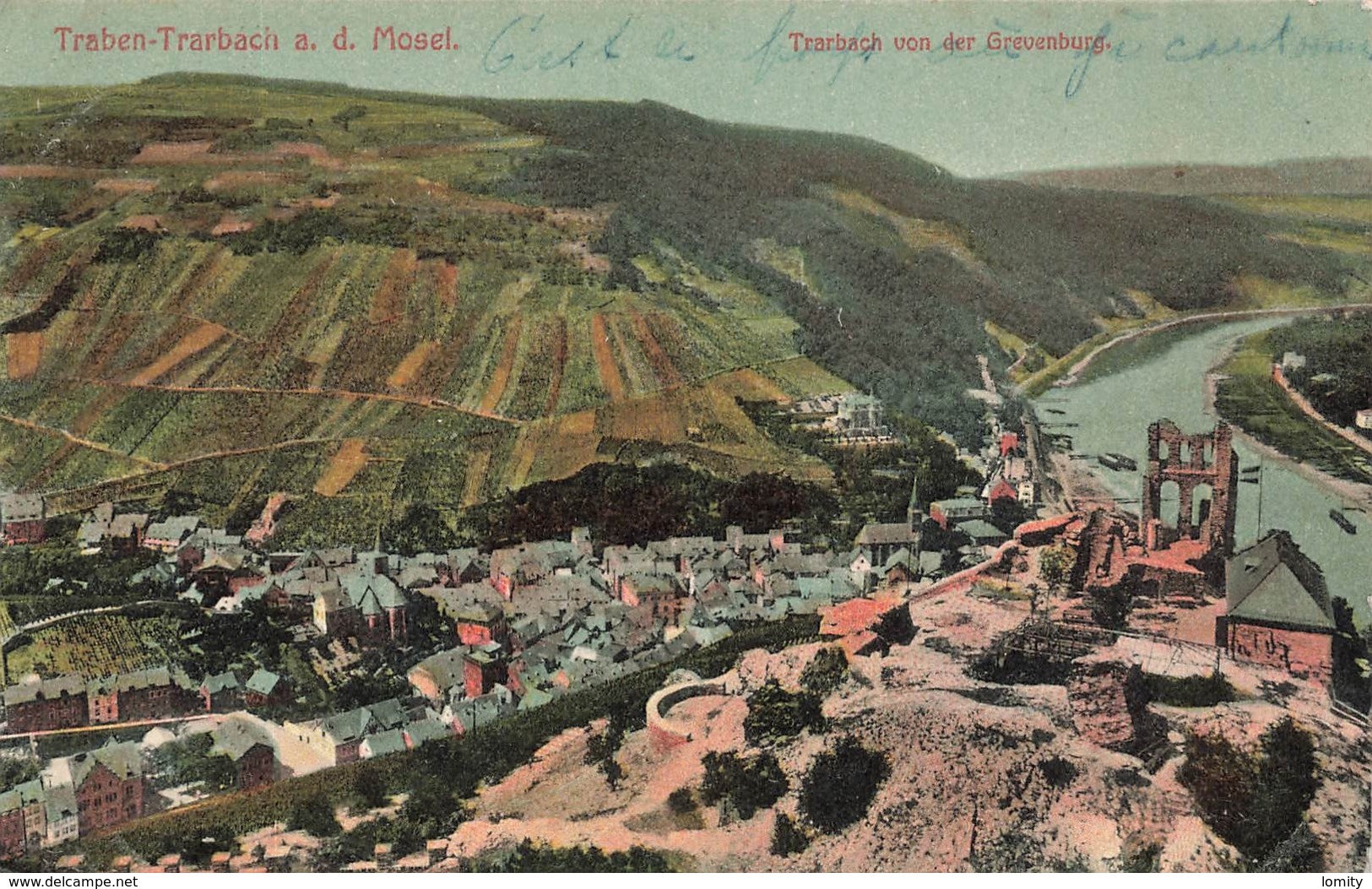 Allemagne Traben Trarbach Trarbach Von Der Grevenburg Carte Ecrite En 1918 - Traben-Trarbach