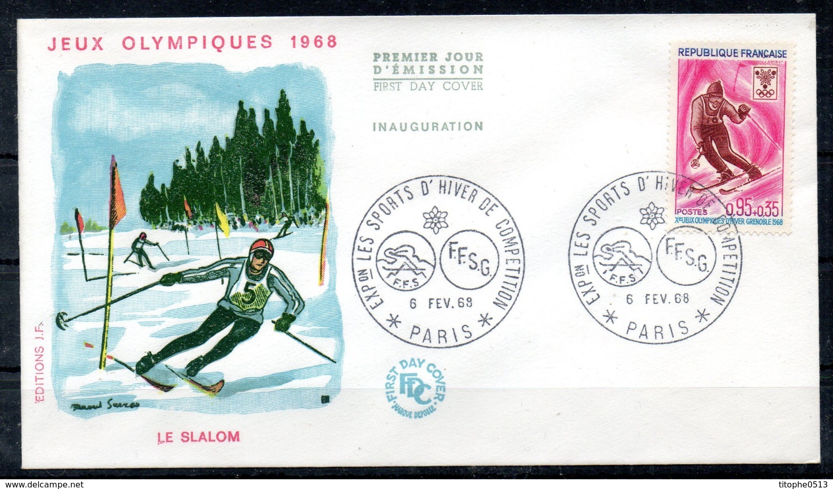 FRANCE. N°1546 De 1968 Sur Enveloppe Commémorative. J.O. De Grenoble/Ski. - Winter 1968: Grenoble