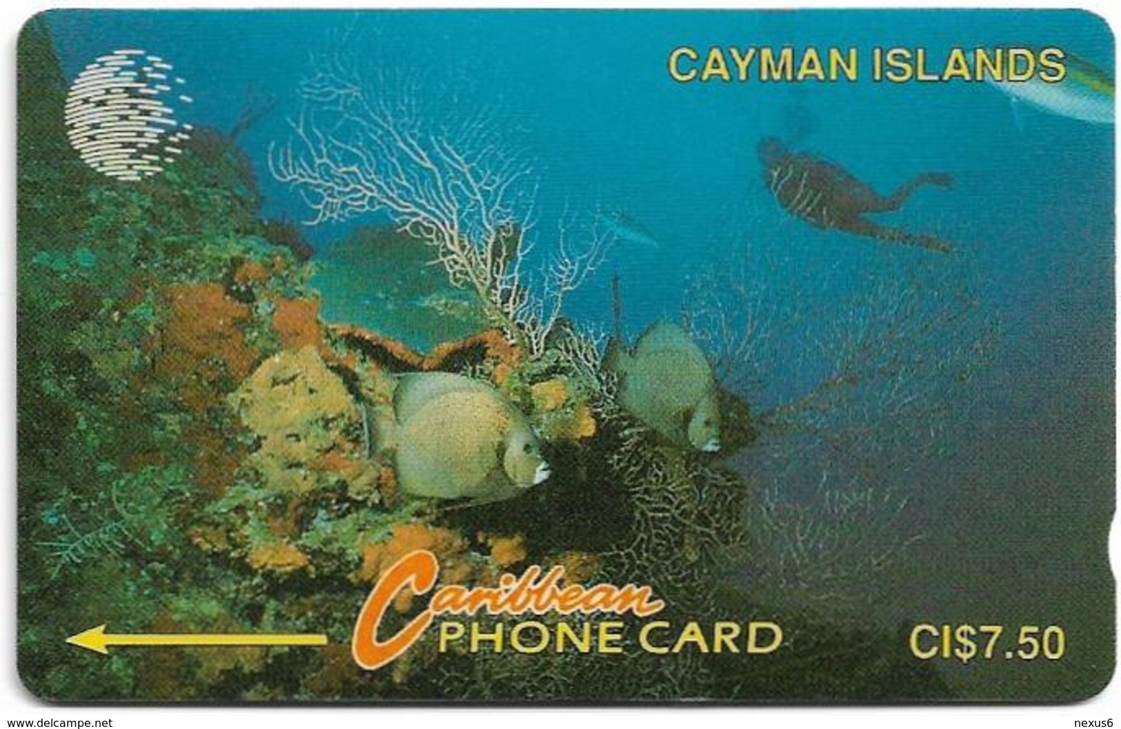 Cayman Isl. - Diver In Reef, 5CCIA, 1992, 53.526ex, Used - Isole Caiman