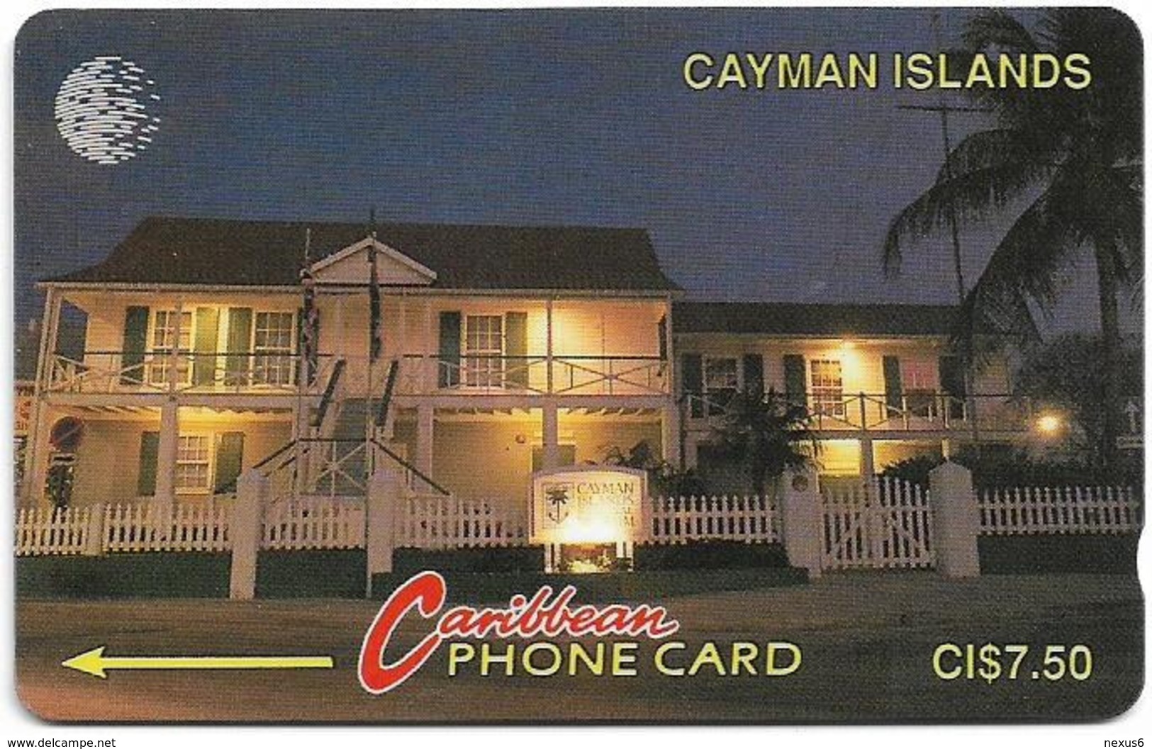 Cayman Isl. - House Museum, 6CCIC (Silver Strip), 1993, 80.000ex, Used - Iles Cayman