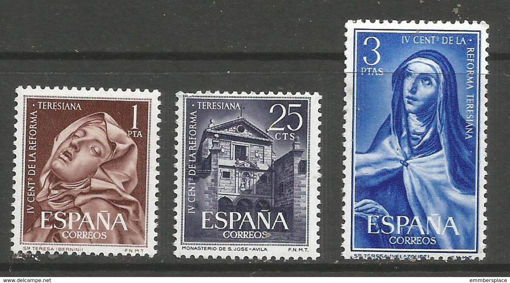 Spain - 1962 Teresian Reformation  MNH **  SG 1489-91  Sc 1105-7 - Neufs