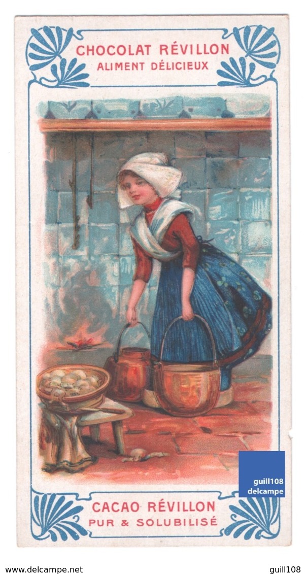 Chromo Didactique Chocolat Révillon Femme Hollandaise Pays-Bas Netherlands Cuisine Feu Cheminée Cuisinière A15-168 - Revillon