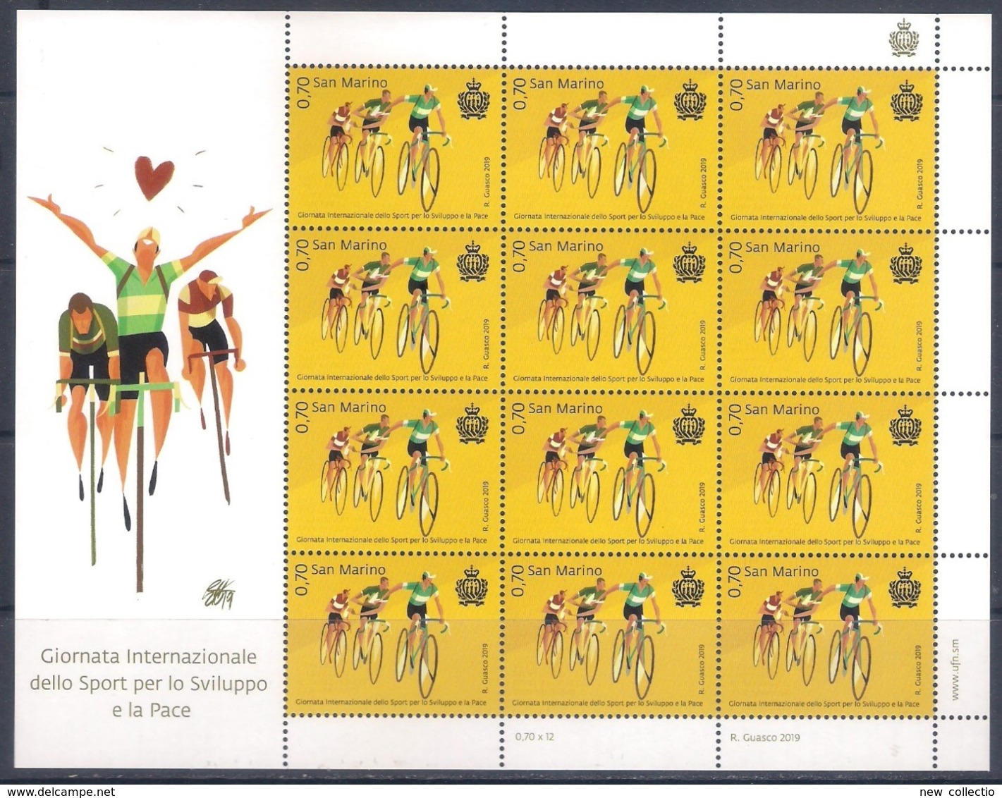 San Marino (2019) International Day Of Sport For Development And Peace (cycling) - Full Sheet (MNH) - Cycling