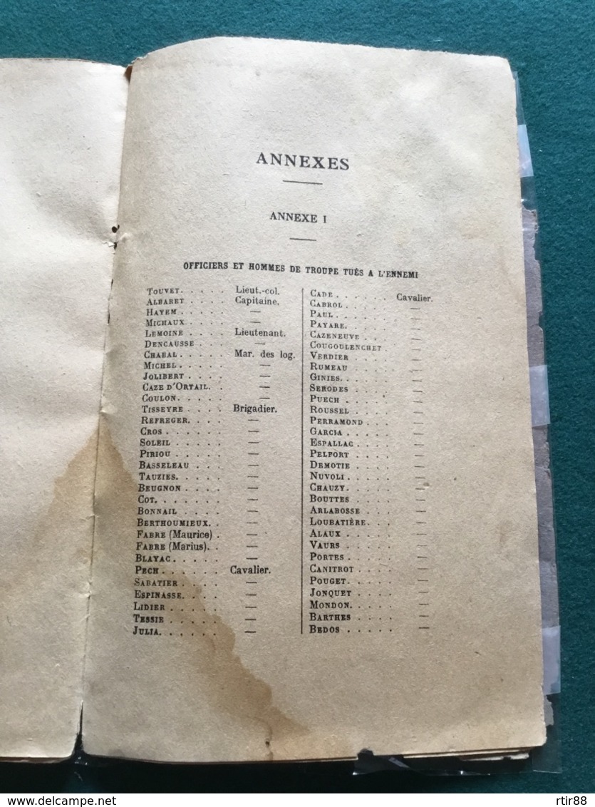 Historique 19° Régiment De Dragons Castres 1914-18 70 Pages Liste Des Tues - 1914-18