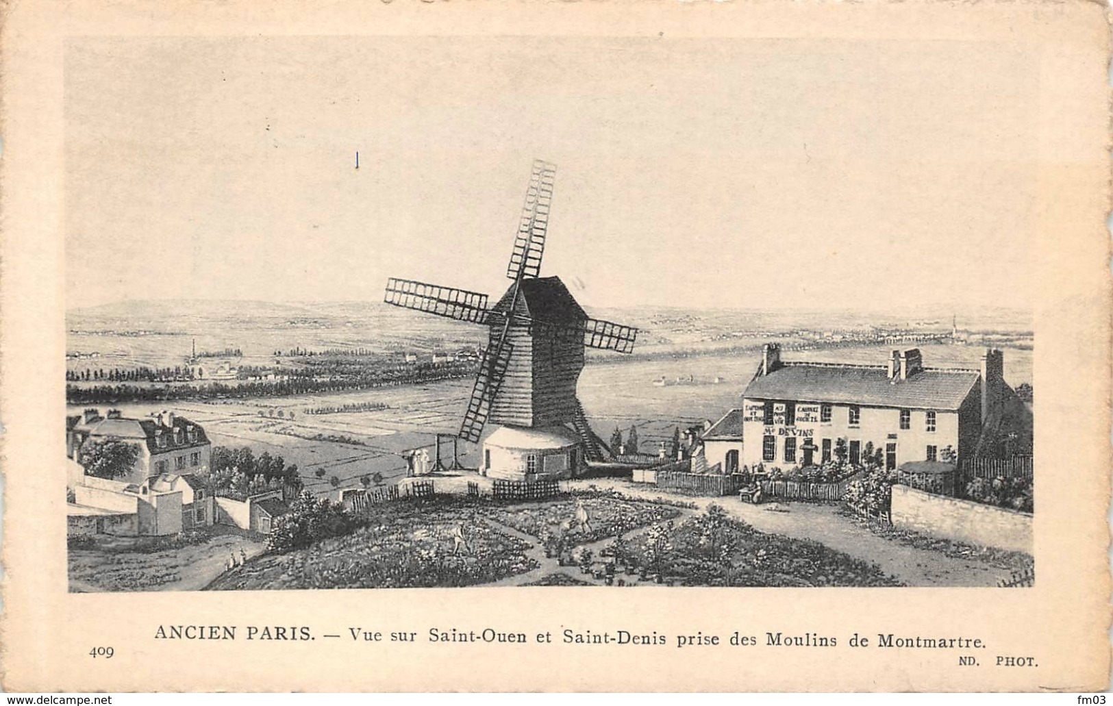 Montmartre Moulin à Vent Vue Sur Saint Ouen Et St Denis Ancien Paris ND 374 - Paris (18)