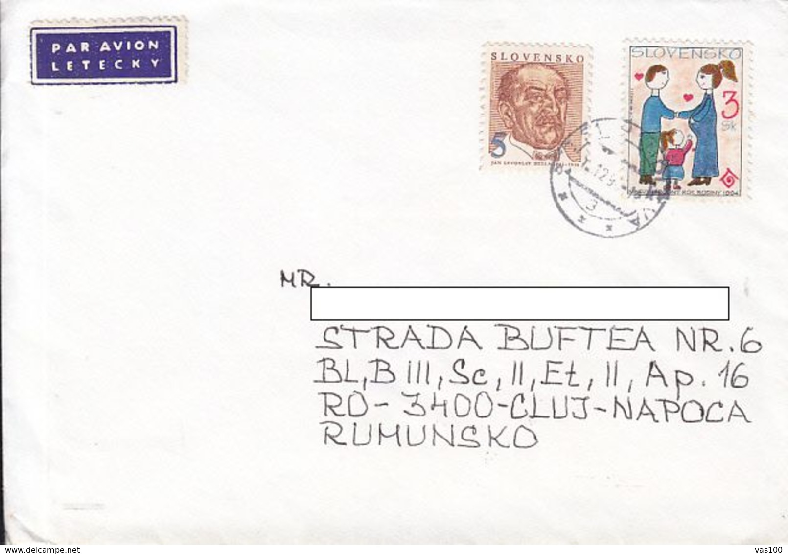 JAN LEVOSLAV BELLA, FAMILY, STAMPS ON COVER, 1995, SLOVAKIA - Covers & Documents