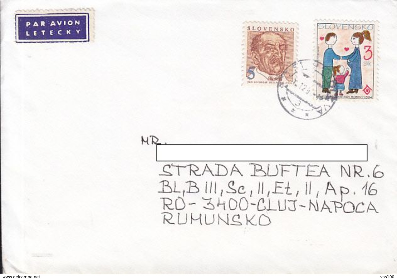 JAN LEVOSLAV BELLA, FAMILY, STAMPS ON COVER, 1995, SLOVAKIA - Brieven En Documenten