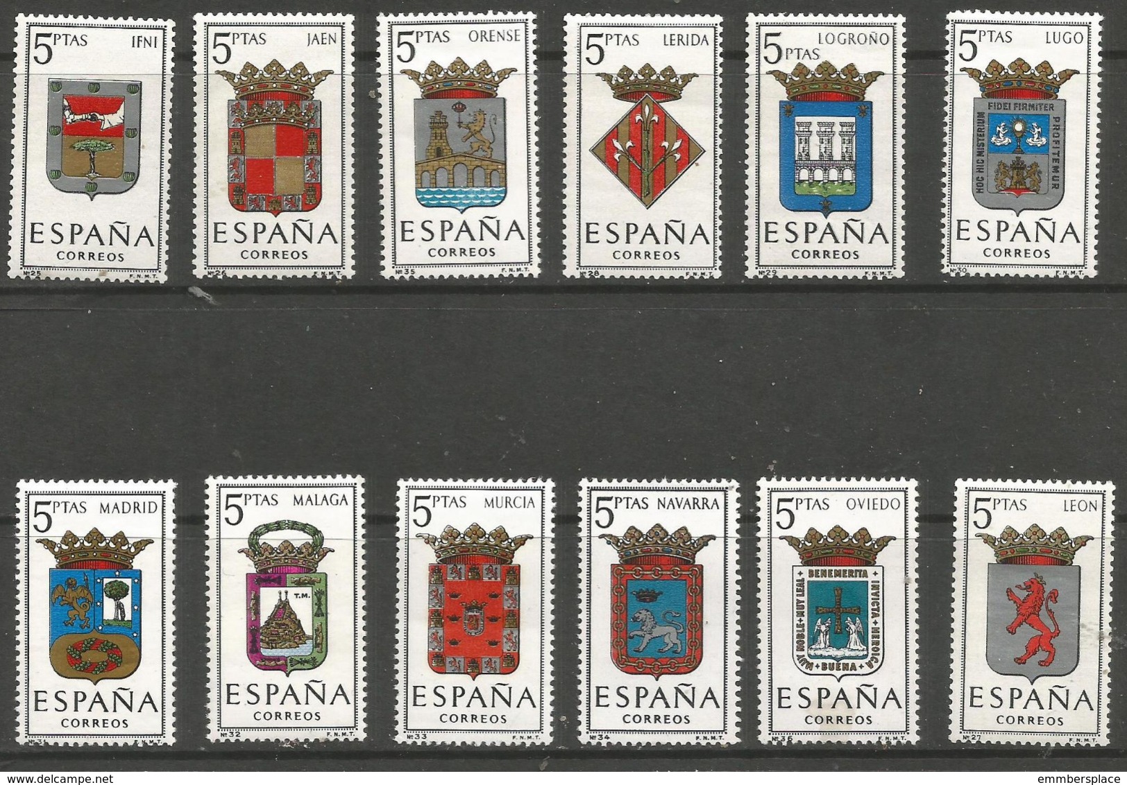 Spain - 1964 Arms Of Provincial Capitals MNH **  SG 1612-  Sc 1069-80 - Neufs