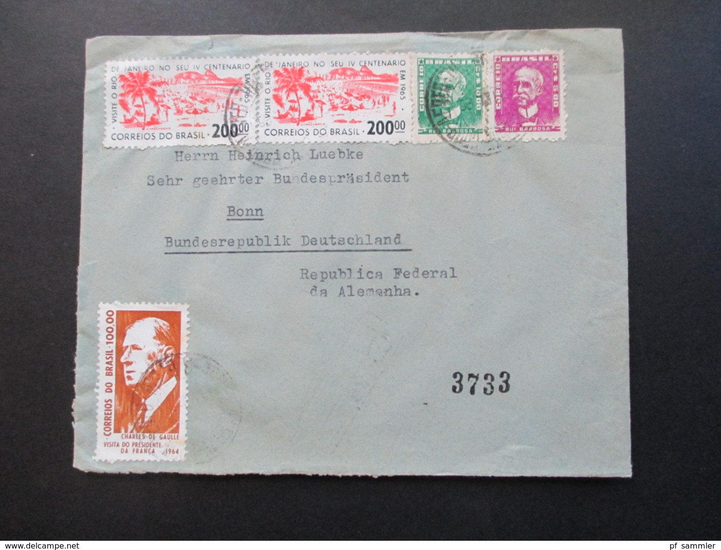 Brasilien / BRD 1965 Social Philately Brief An Den Bundespräsidenten Heinrich Lübke Luftpost / Airmail - Lettres & Documents