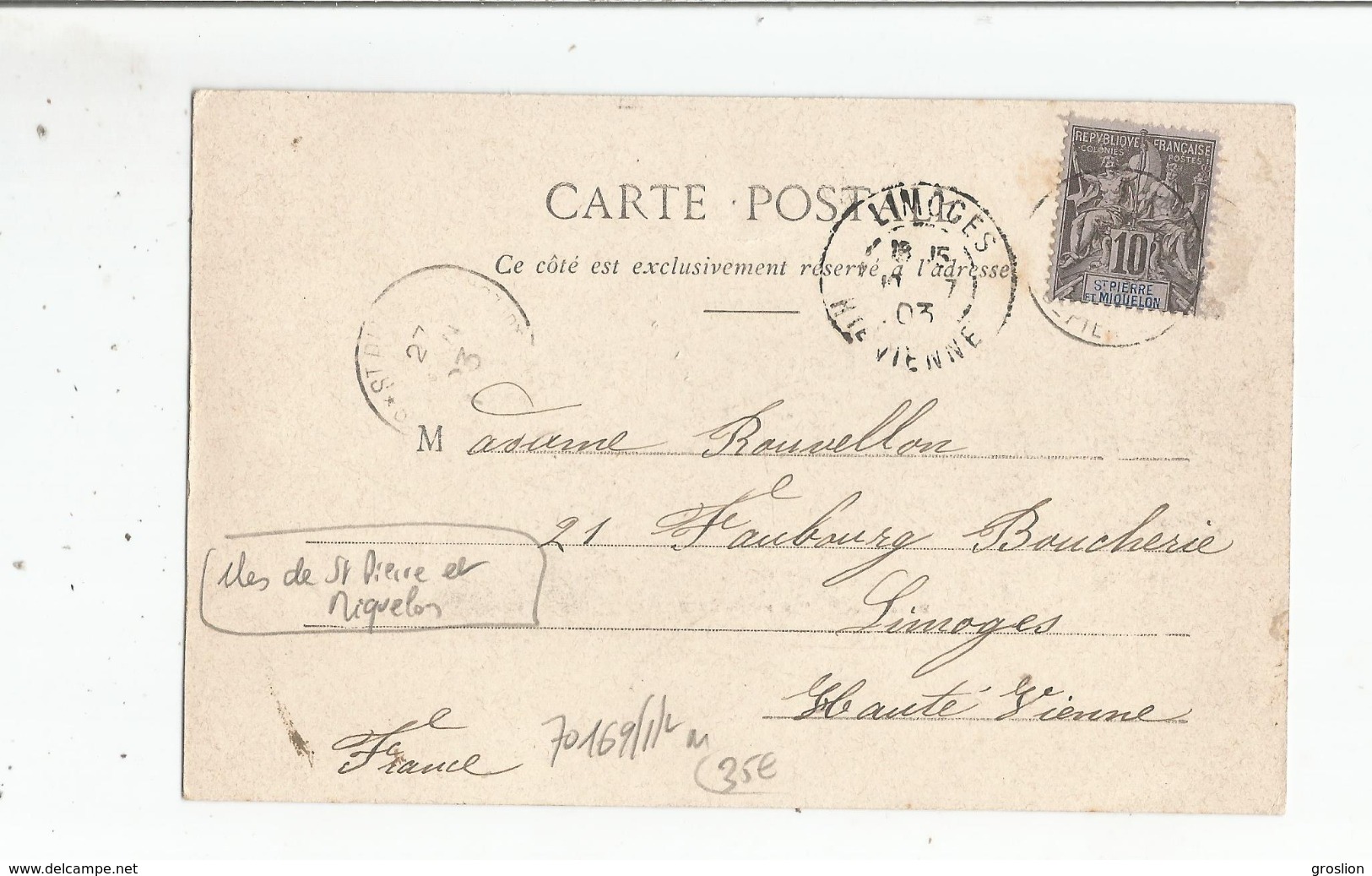 ILES SAINT PIERRE ET MIQUELON SAINT PIERRE LE BARACHOIS VUE PRISE DU SUD 1903 - Saint-Pierre-et-Miquelon