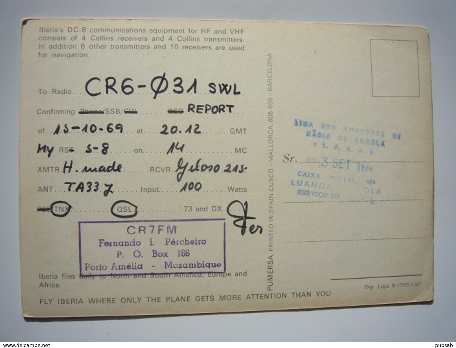 Avion / Airplane / IBERIA / Douglas DC-8 / Cockpit / Airline Issue / Carte QSL - 1946-....: Modern Era