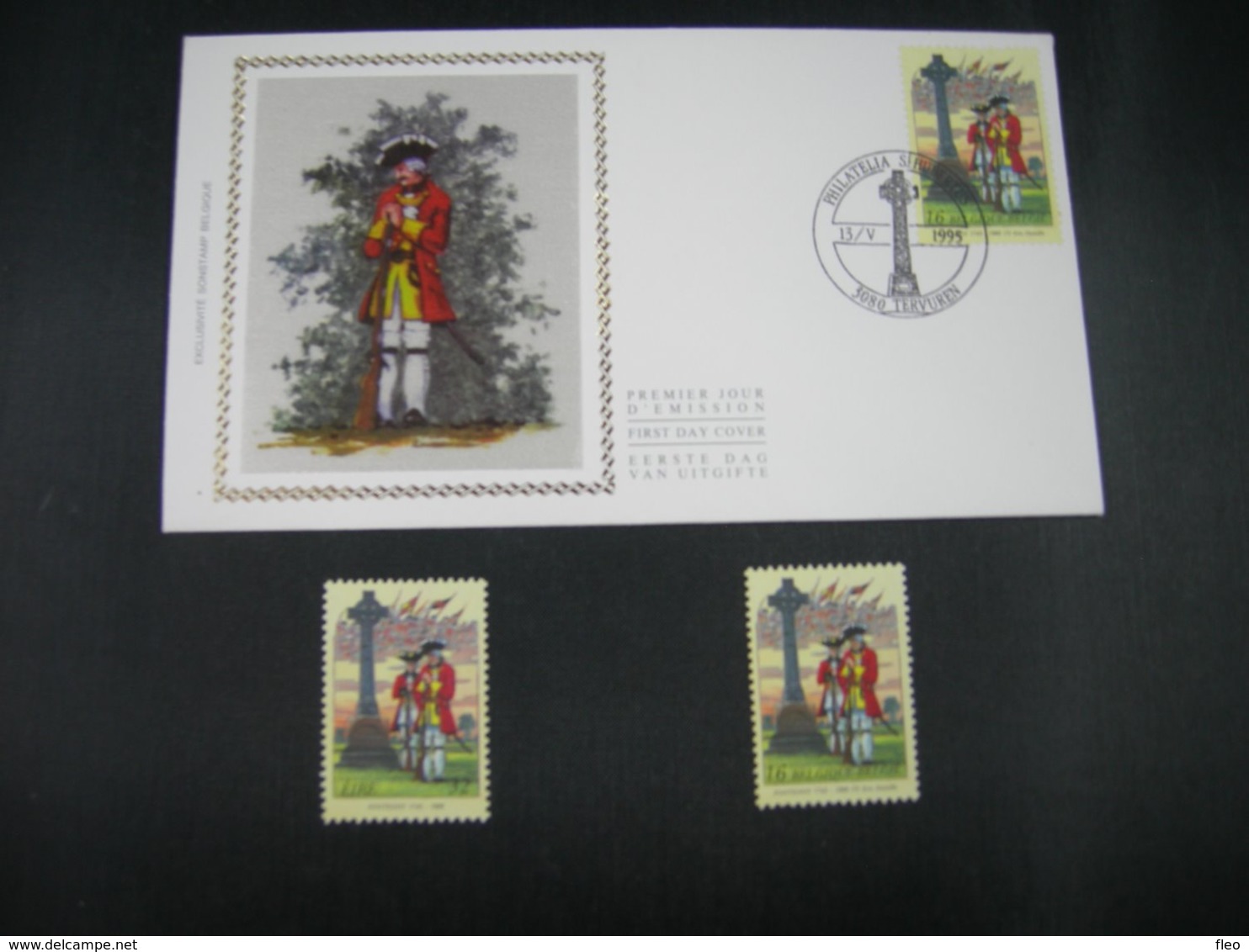 BELG.1995 2600 FDC Soie/zijde (Tervuren) & Stamps From Ireland & Bel: " De Slag Bij Fontenoy / La Bataille De Fontenay " - 1991-2000