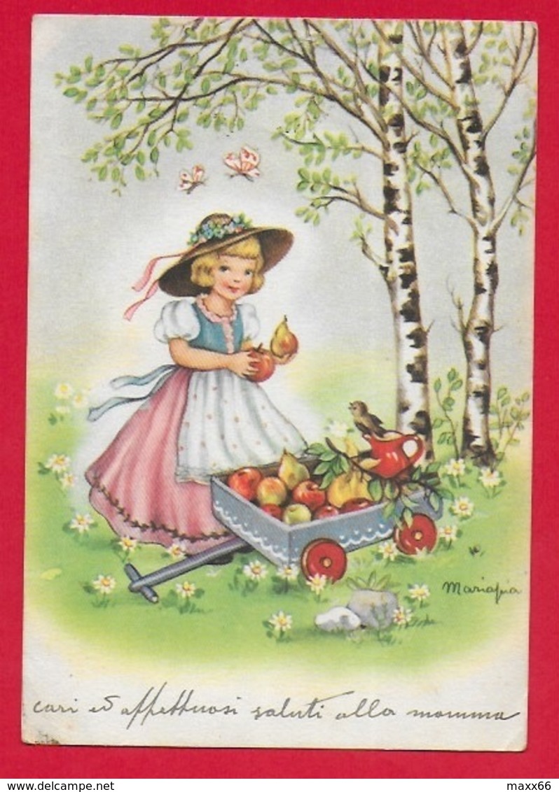 CARTOLINA VG ITALIA - Bambina Con Carretto Di Frutta MARIAPIA - 10 X 15 - 1954 - Scene & Paesaggi