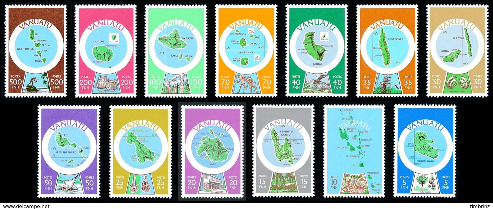 VANUATU 1980 - Yv. 583 à 595 ** TB  Cote= 40,00 EUR - Cartographie  (13 Val) POSTES  ..Réf.AFA23273 - Vanuatu (1980-...)