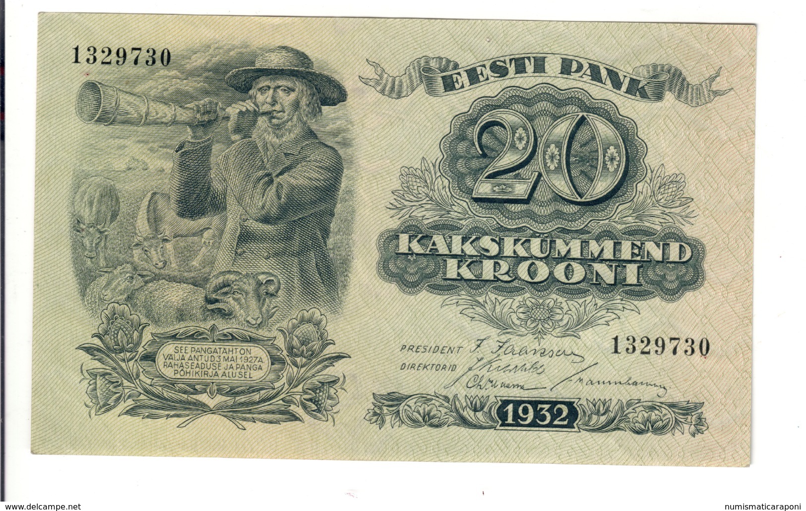 Estonia Estonian Eesti  20 Krooni 1932 Pick#64 AU Lotto.2902 - Estonia