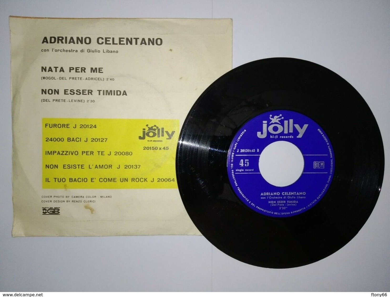 MA19 45 Giri ADRIANO CELENTANO Con L'orchestra Di Giulio Libano NATA PER ME - 7'' Vinyl Record - Other - Italian Music