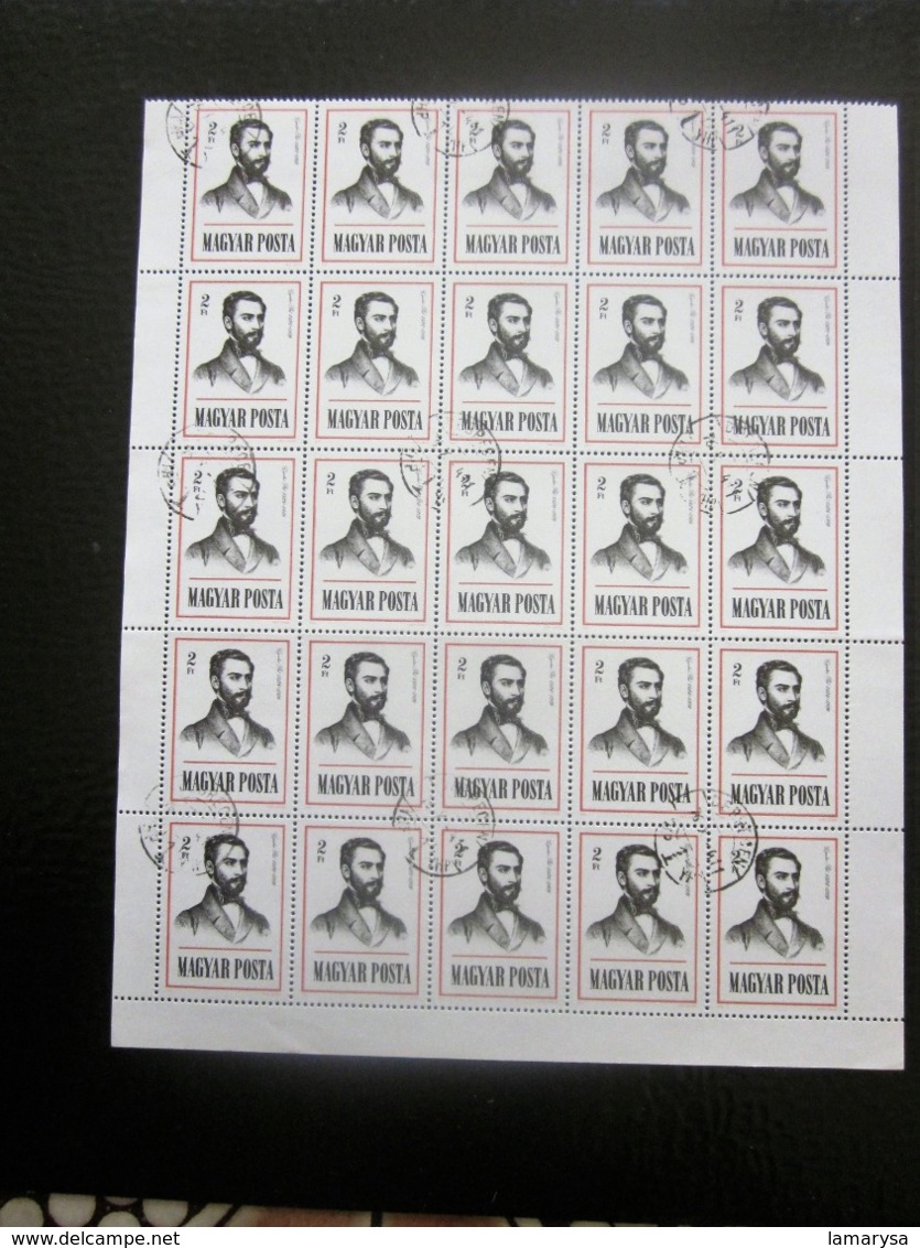 LOT IMPORTANT DE PLUS De 3000 Timbres Oblitérés Av Gomme & ** (non Comptés) Hongrie +84 Feuilles Complètes Et Multiples - Volledige & Onvolledige Vellen