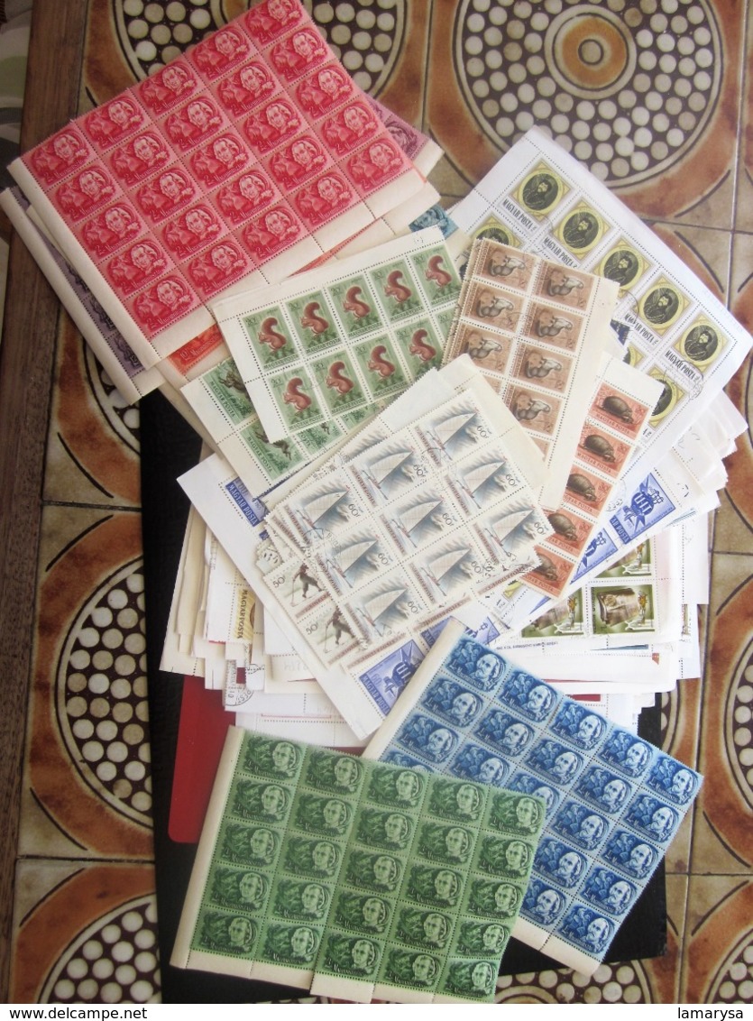 LOT IMPORTANT DE PLUS de 3000 Timbres Oblitérés av gomme & ** (non comptés) Hongrie +84 Feuilles complètes et multiples