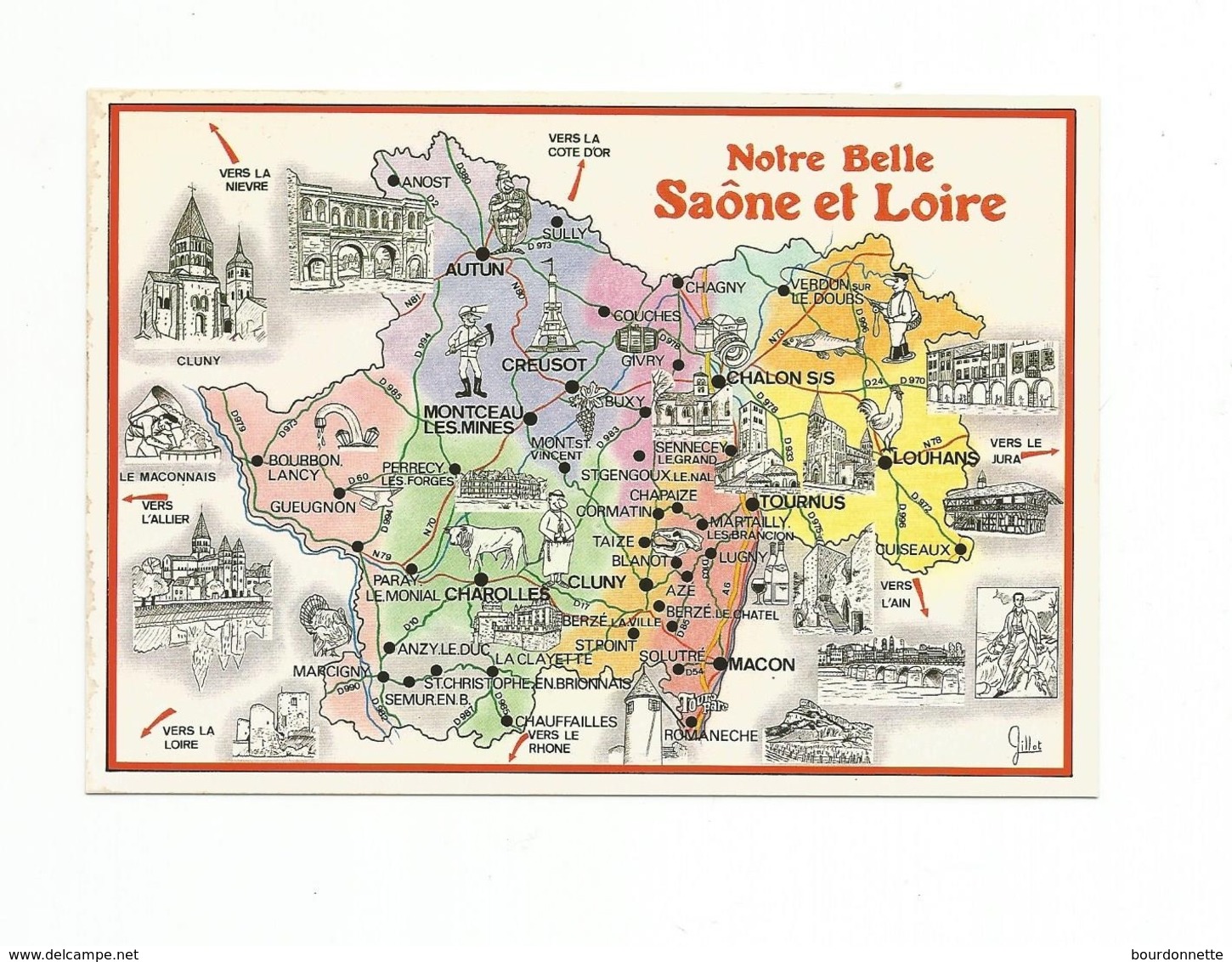 71-Carte Contour Géographique Du Département De SAONE ET LOIRE - Cartes Géographiques