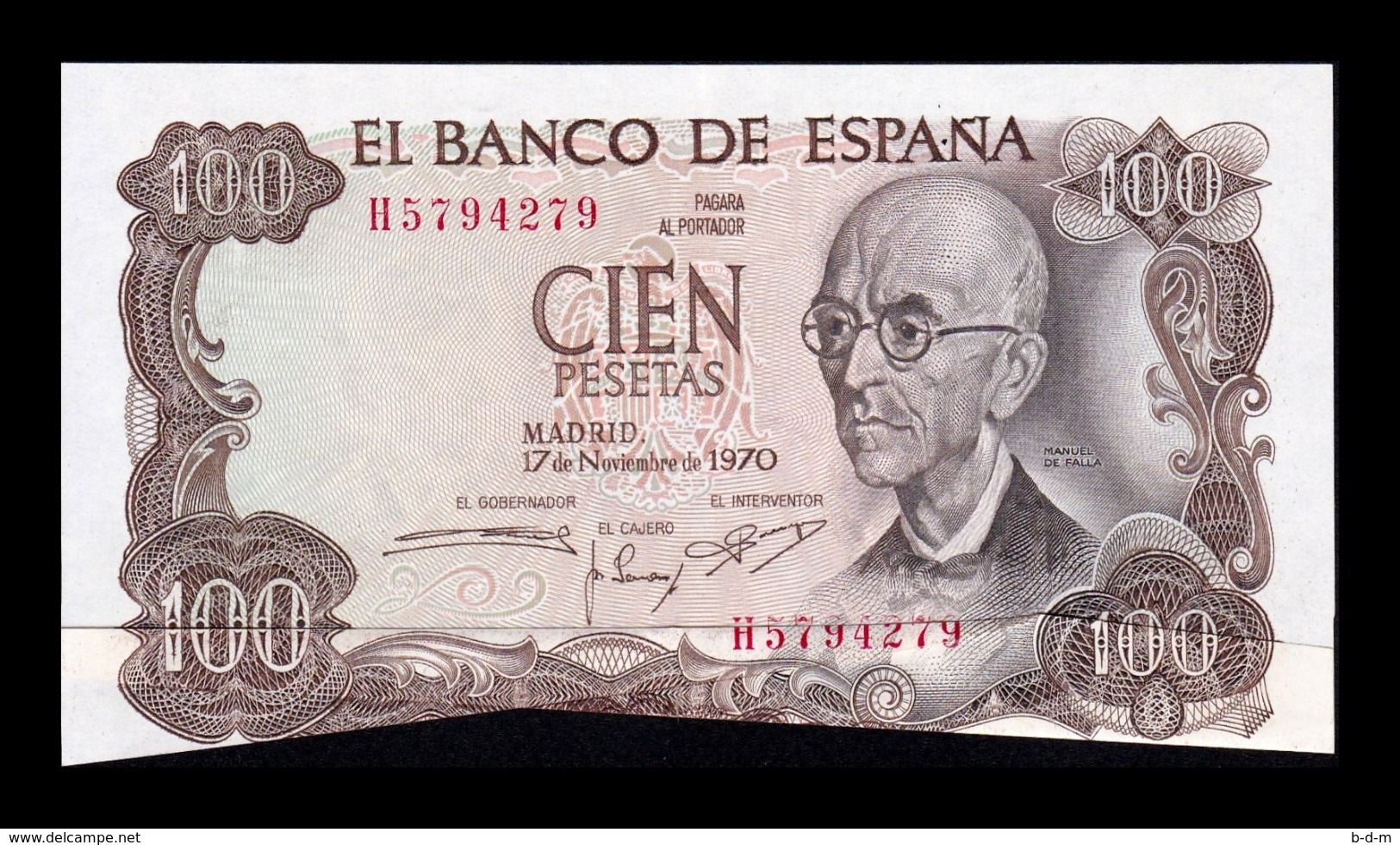 España Spain Error 100 Pesetas 1970 Pick 152 Fuelle SC UNC - 100 Pesetas