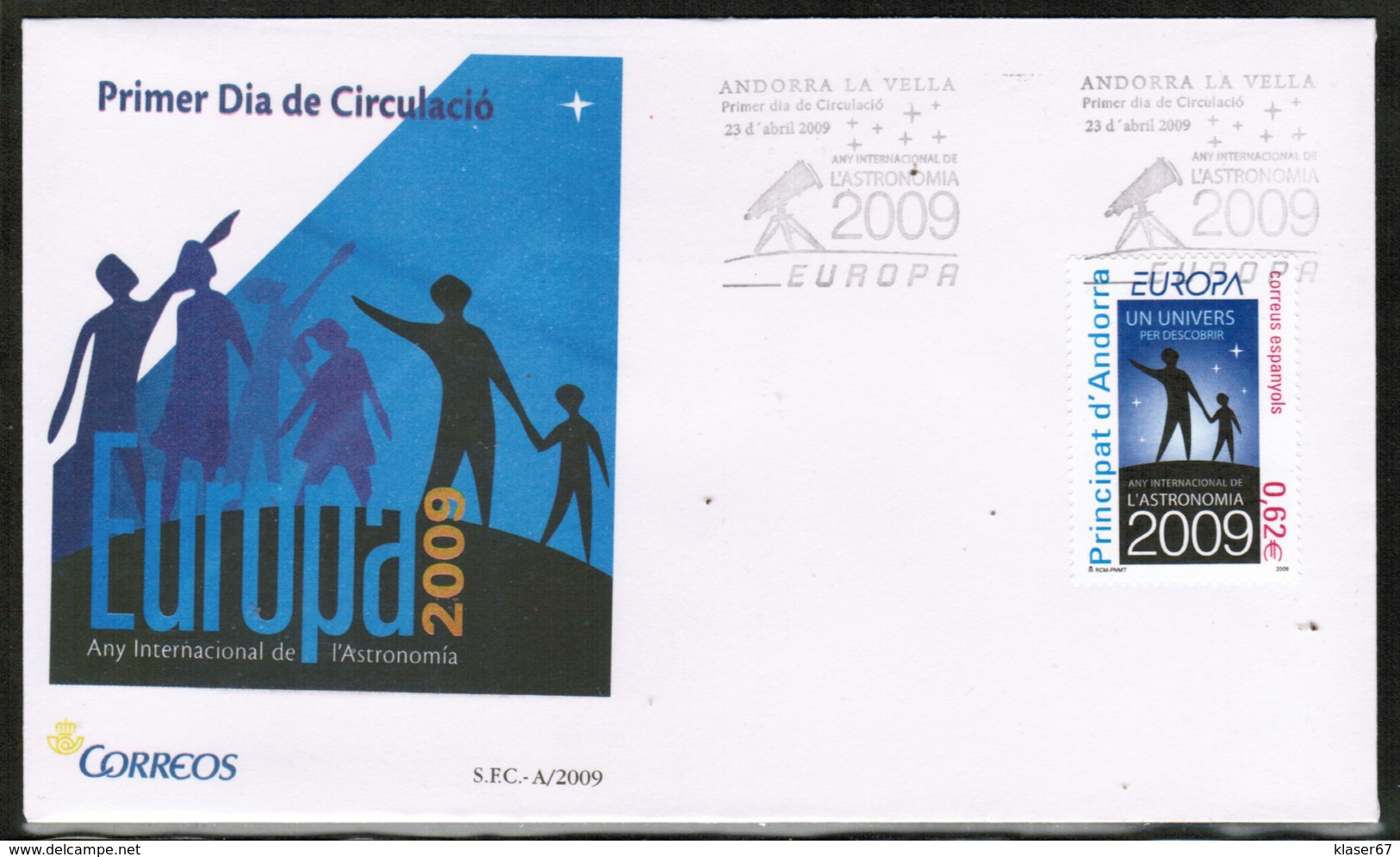 CEPT 2009 AD ES MI 361 ANDORRA SPAIN FDC - 2009