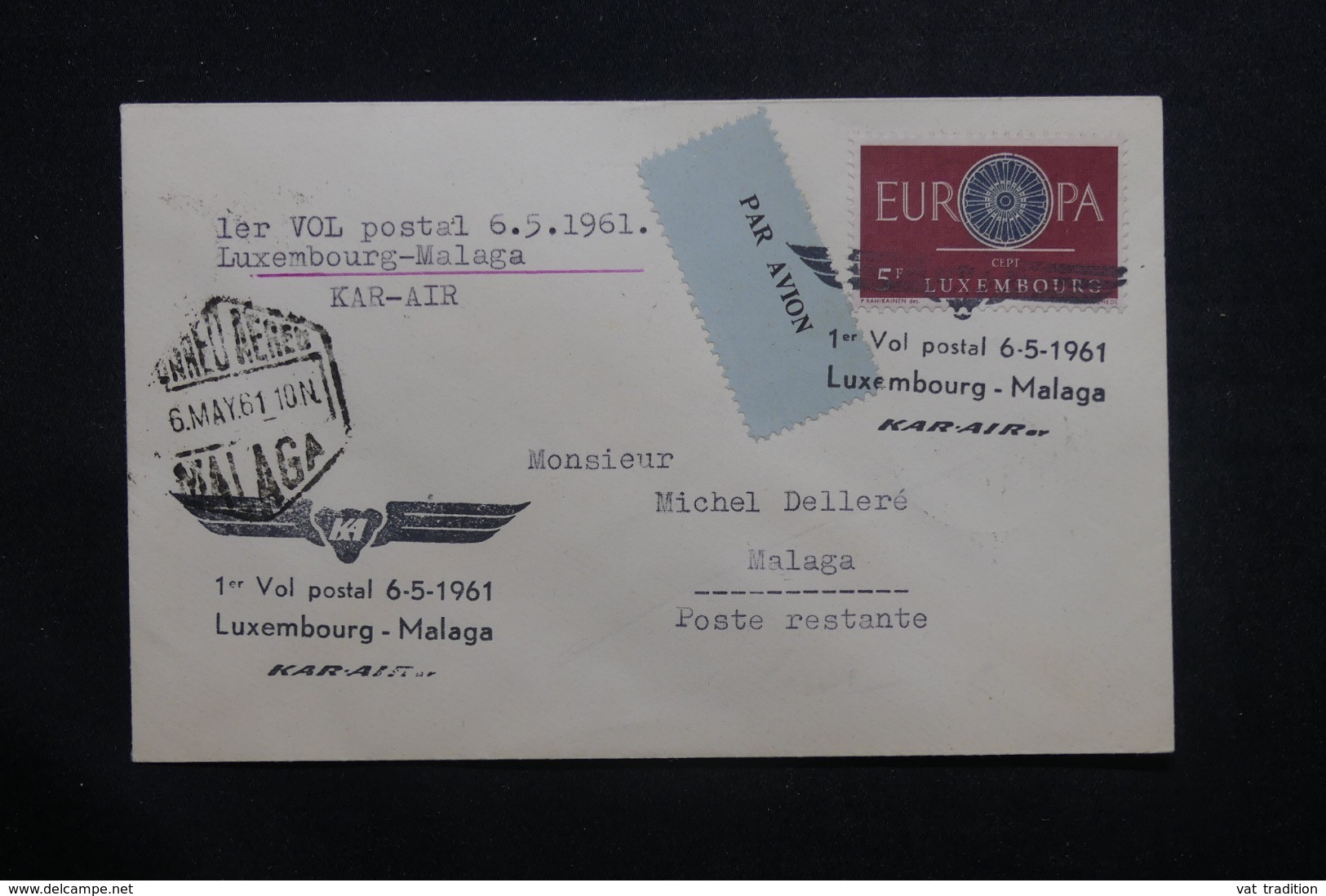 LUXEMBOURG - Enveloppe 1er Vol Luxembourg / Malaga En 1961, Affranchissement Plaisant - L 42776 - Storia Postale