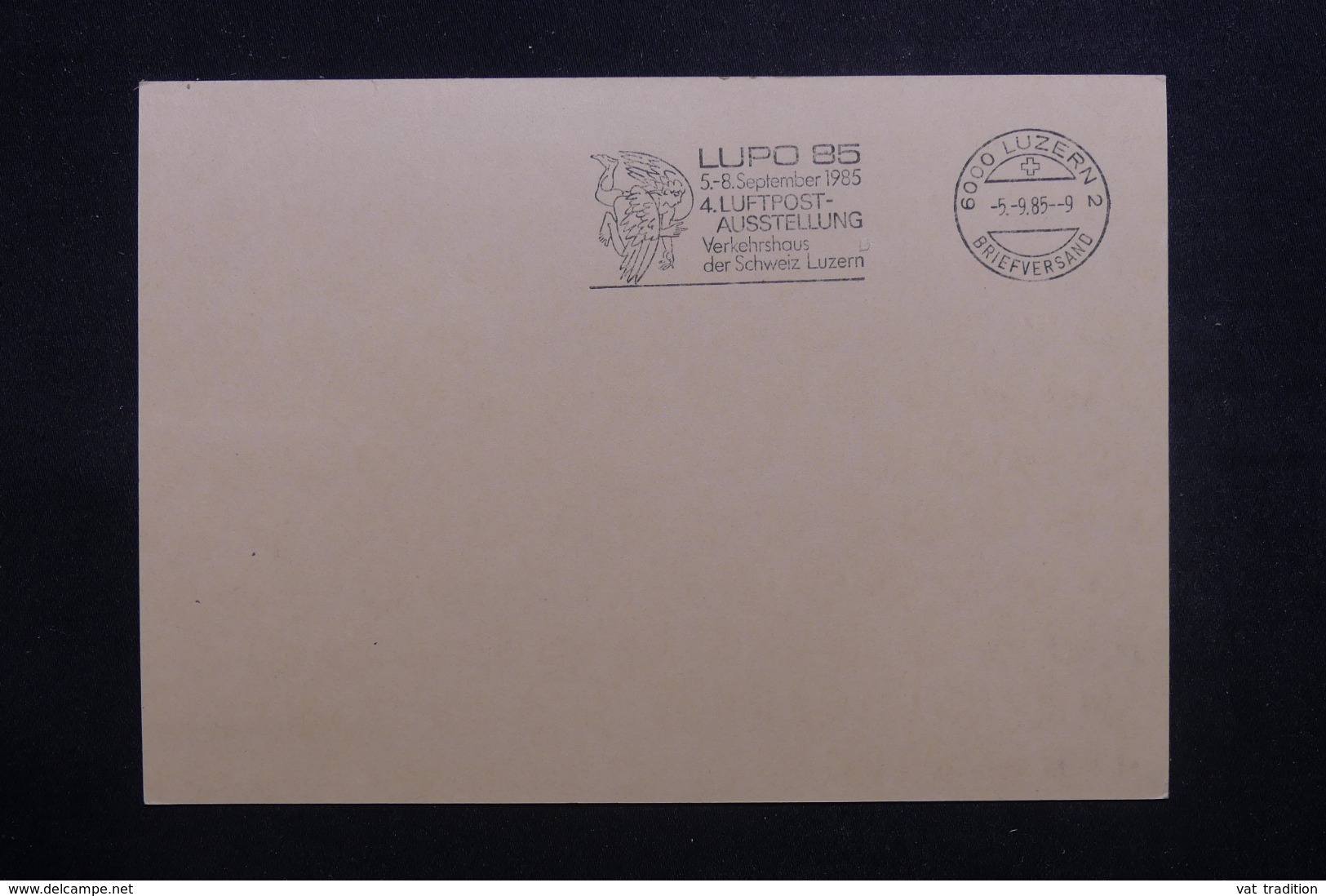 LIECHTENSTEIN - Entier Postal  Par Vol Vaduz / Luzern Par Hélicoptère En 1985, Cachet Et Vignette Plaisants - L 42782 - Postwaardestukken