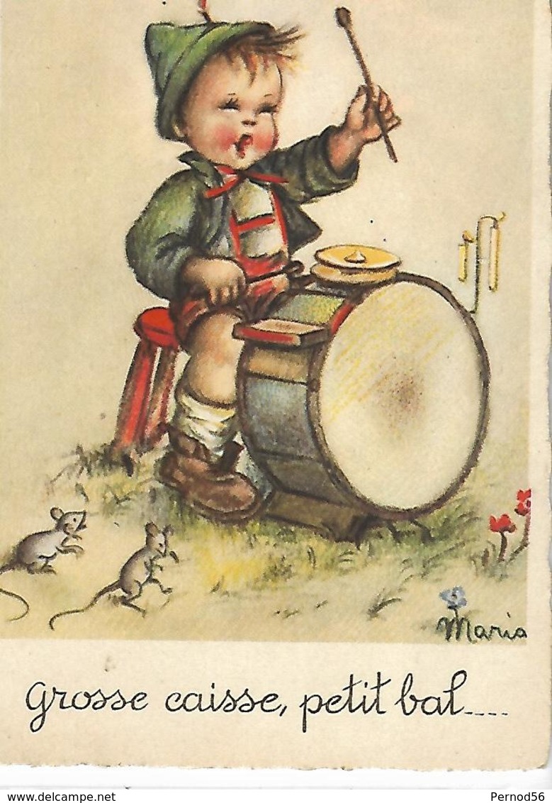 CPA Bébé Enfant Musicien Batterie Rat Souris - Cartes Humoristiques