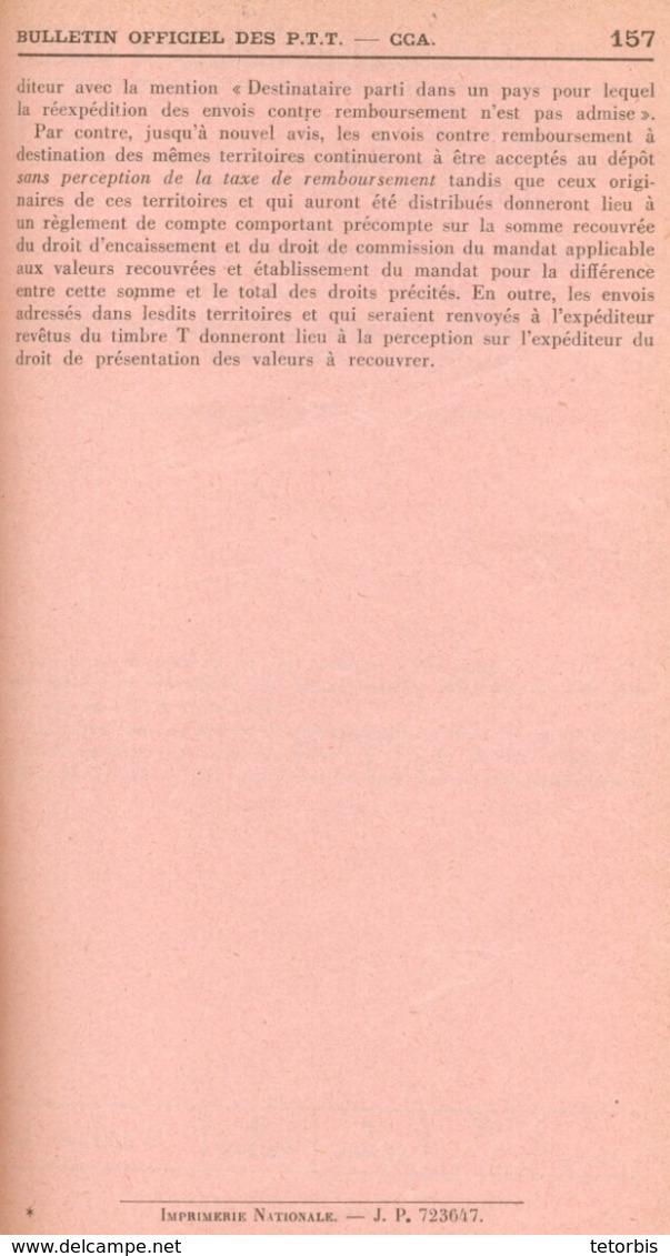 RARETE- 70F CAHORS TARIF CAHORS TARIF CARTE LETTRE REMBOURSEMENT CCP 19/10/57 - 1921-1960: Période Moderne