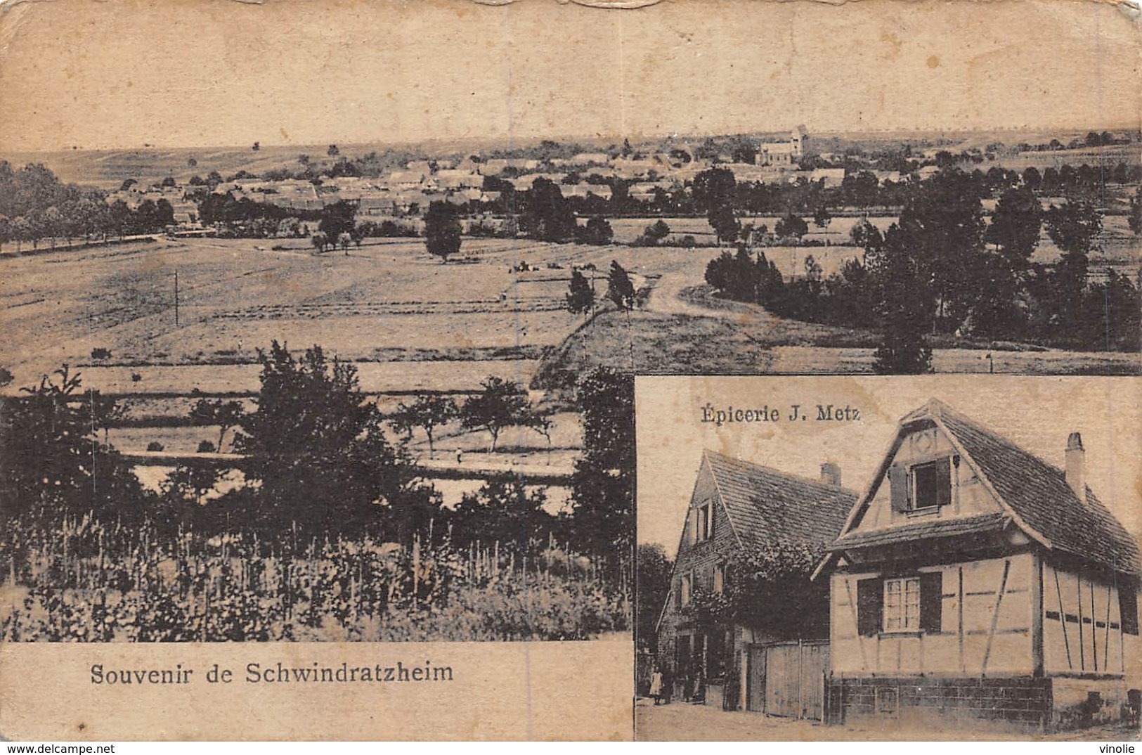 A-19-4874 : SOUVENIR DE SCHWINDRATZHEIM. EPICERIE J. METZ.  (voir état) - Sonstige & Ohne Zuordnung