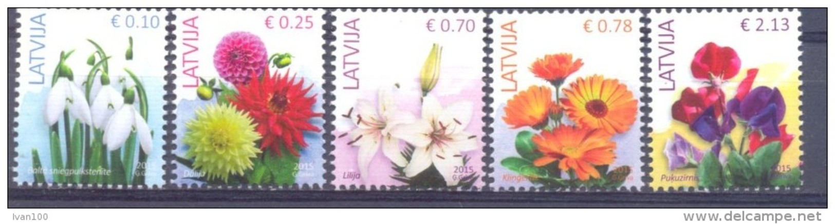 2015. Latvia, Flowers, 5v, Mint/** - Lettland