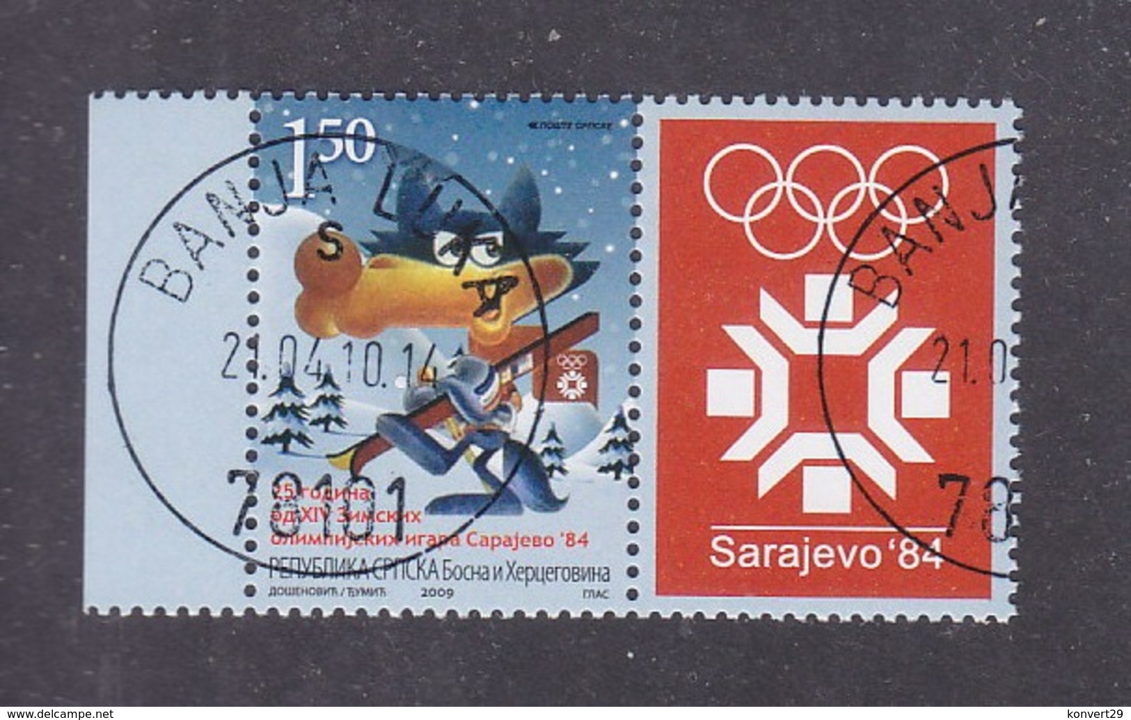 Bosnia And Herzegovina Republika Srpska 2009 25th Anniversary Of Sarajevo 1984 - XIV Olympic Winter Games Used - Invierno 1984: Sarajevo