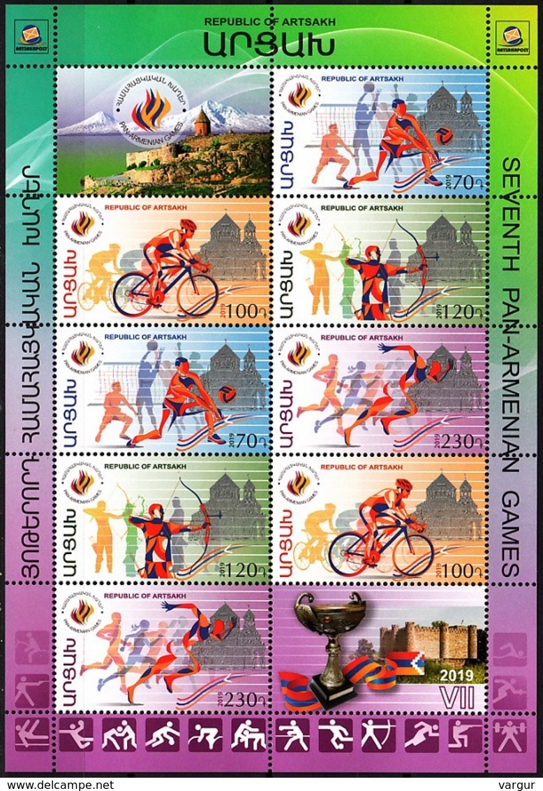 ARMENIA ARTSAKH / KARABAKH 2019-05 SPORT: Pan-Armenian Games. Combined MINI/SHEET, MNH - Autres & Non Classés