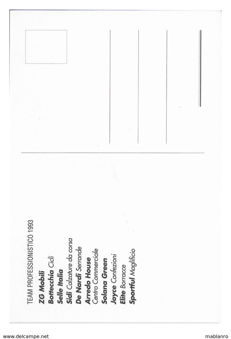 CARTE CYCLISME STEFANO COLAGE SIGNEE TEAM ZG 1993 - Wielrennen