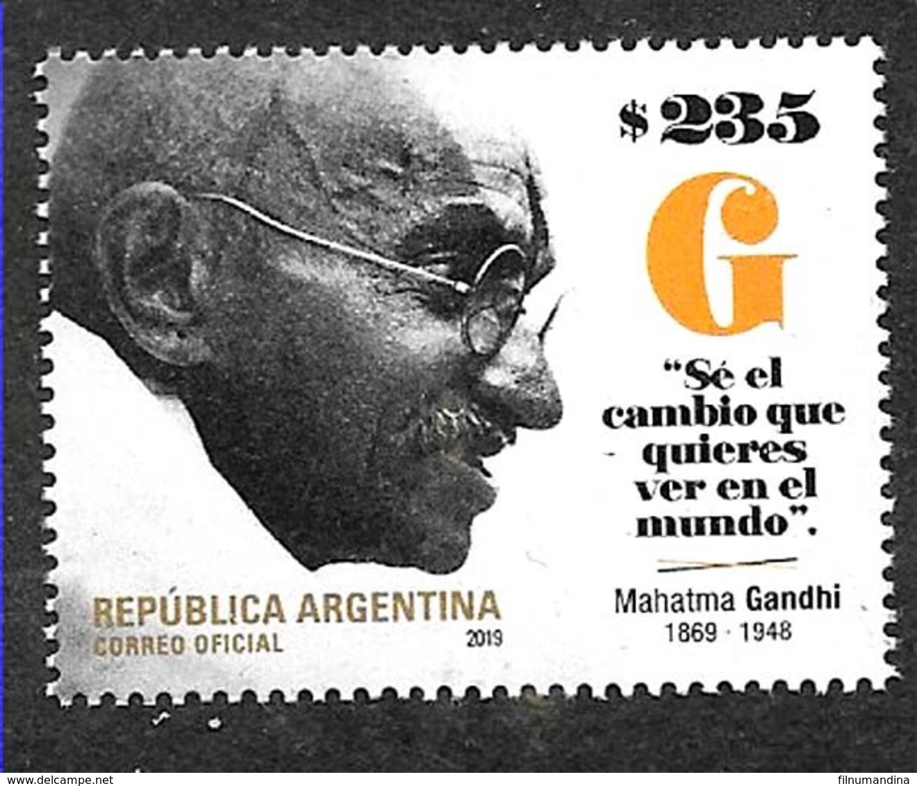 ARGENTINA 2019 INDIA MAHATMA GANDHI 150° ANIVERSARY NEUF,MNH,POSTFRISCH - Unused Stamps