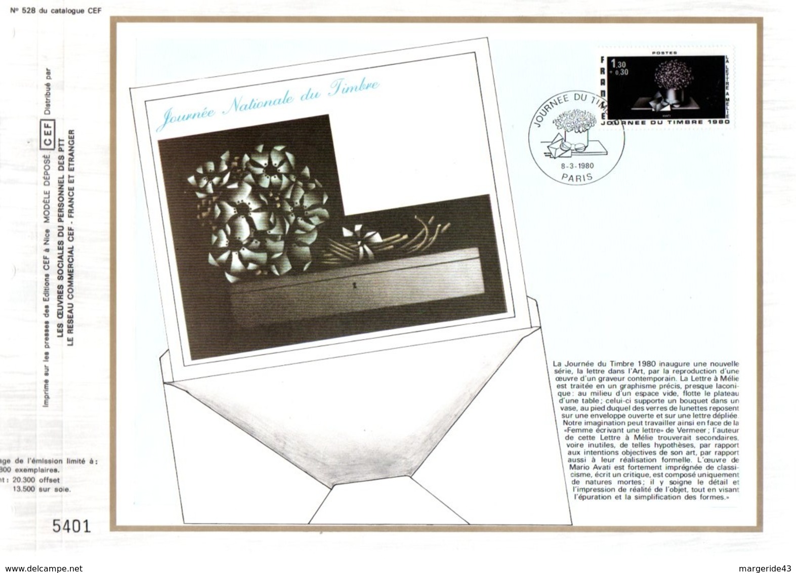 DOCUMENT FDC 1980 JOURNEE DU TIMBRE - 1980-1989