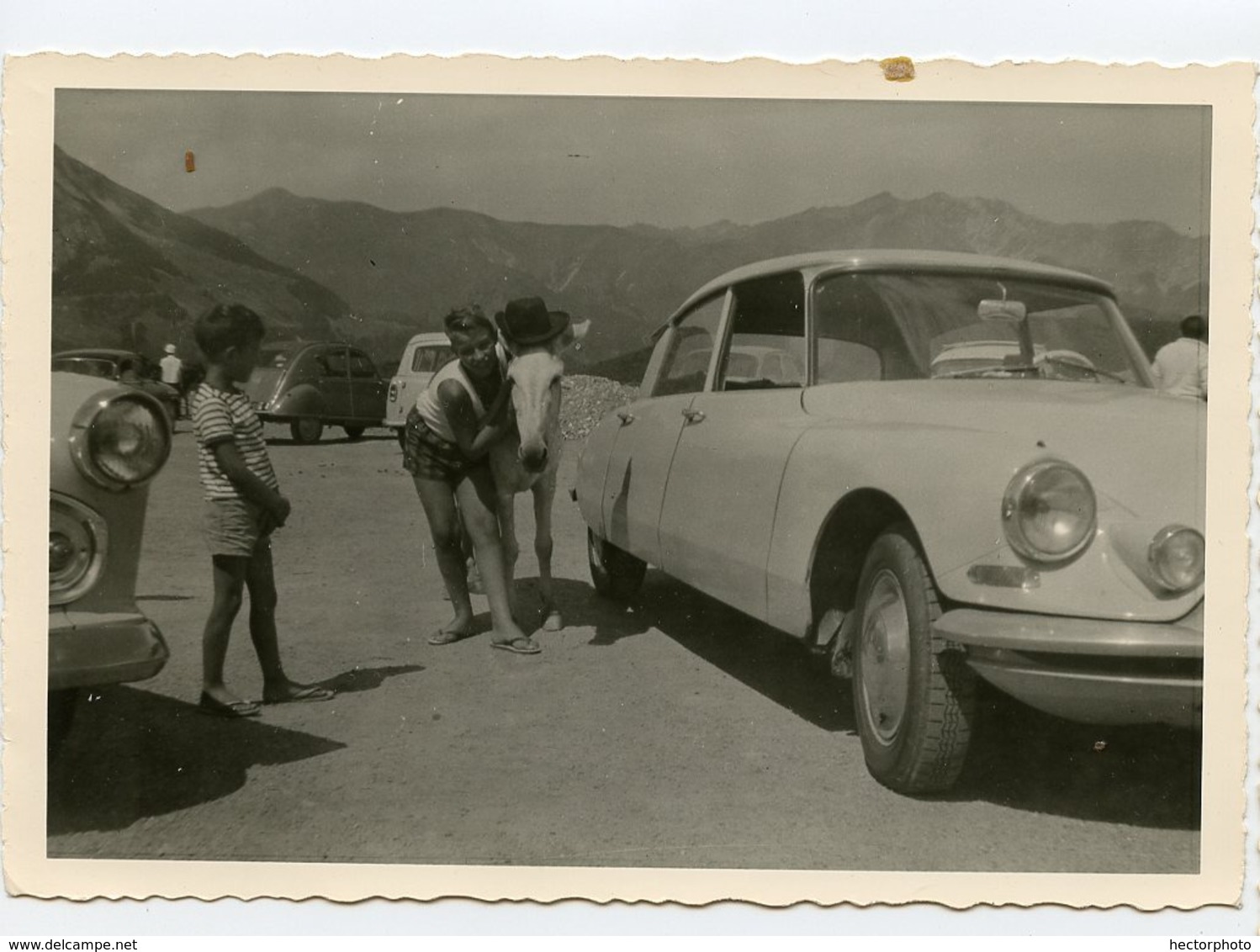 Vacances Citroen DS Enfant Kid Boy Garçon âne Cheval Funny Humour Amusant Chapeau Hat Id Col Du SOULOR Pyrénées Argelès - Anonymous Persons