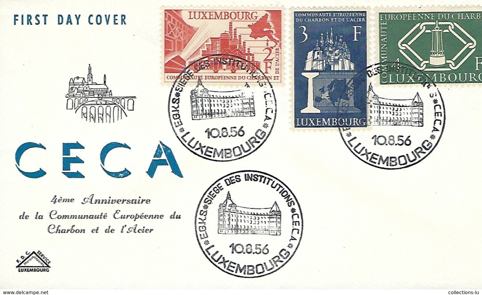 Luxembourg   FDC   10.8.1956  CECA - FDC