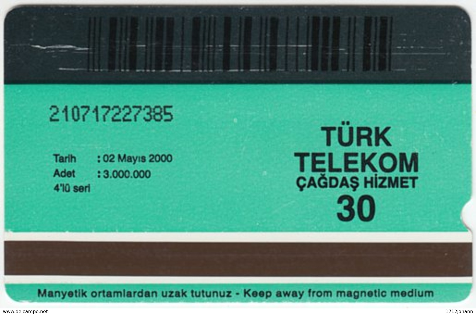 TURKEY B-062 Magnetic Telekom - View, Bridge - Used - Turquie