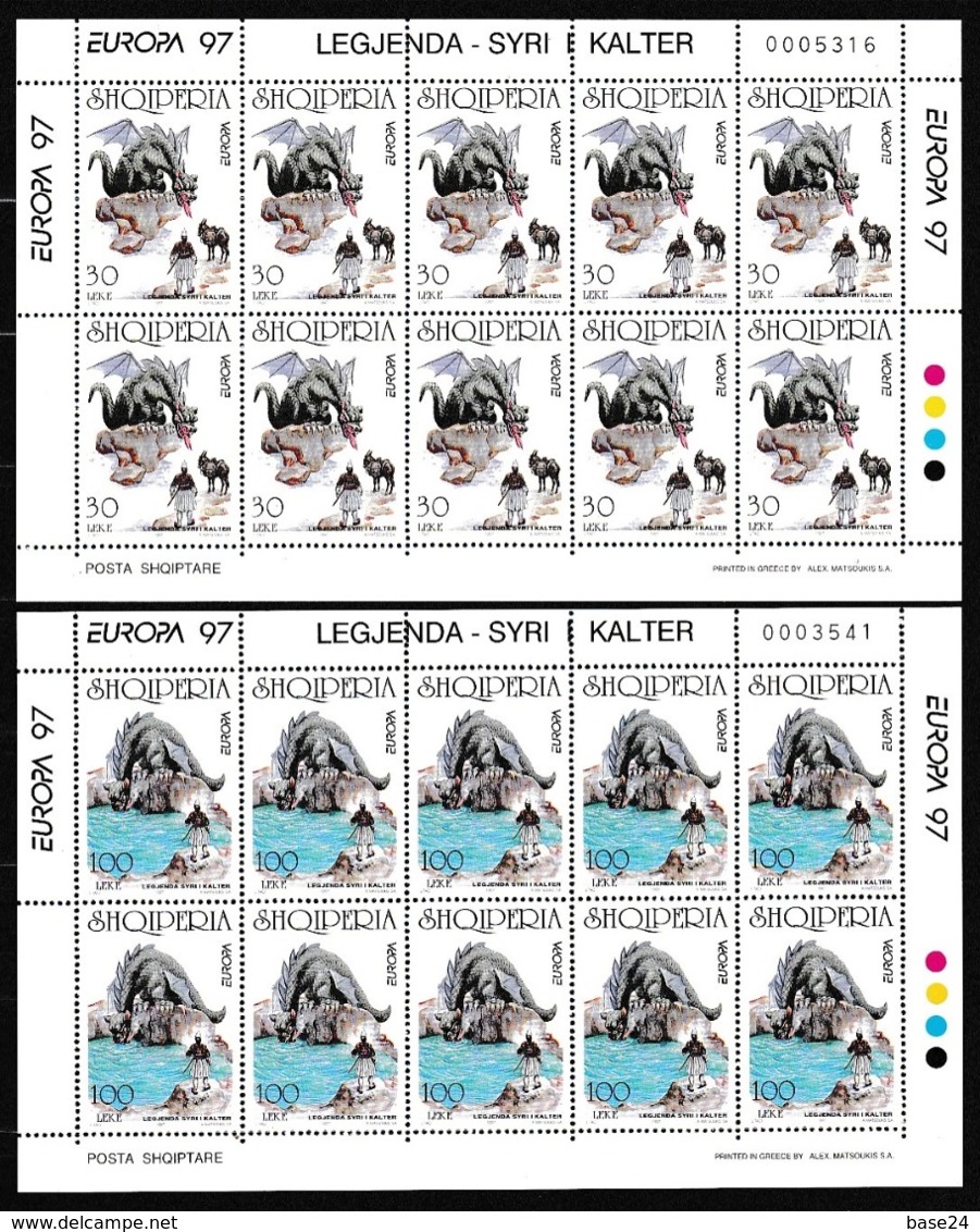 1997 Albania EUROPA CEPT EUROPE SHQIPERIA 10 Serie Di 2v. In 2 Minifogli MNH** 2 Minisheets - 1997