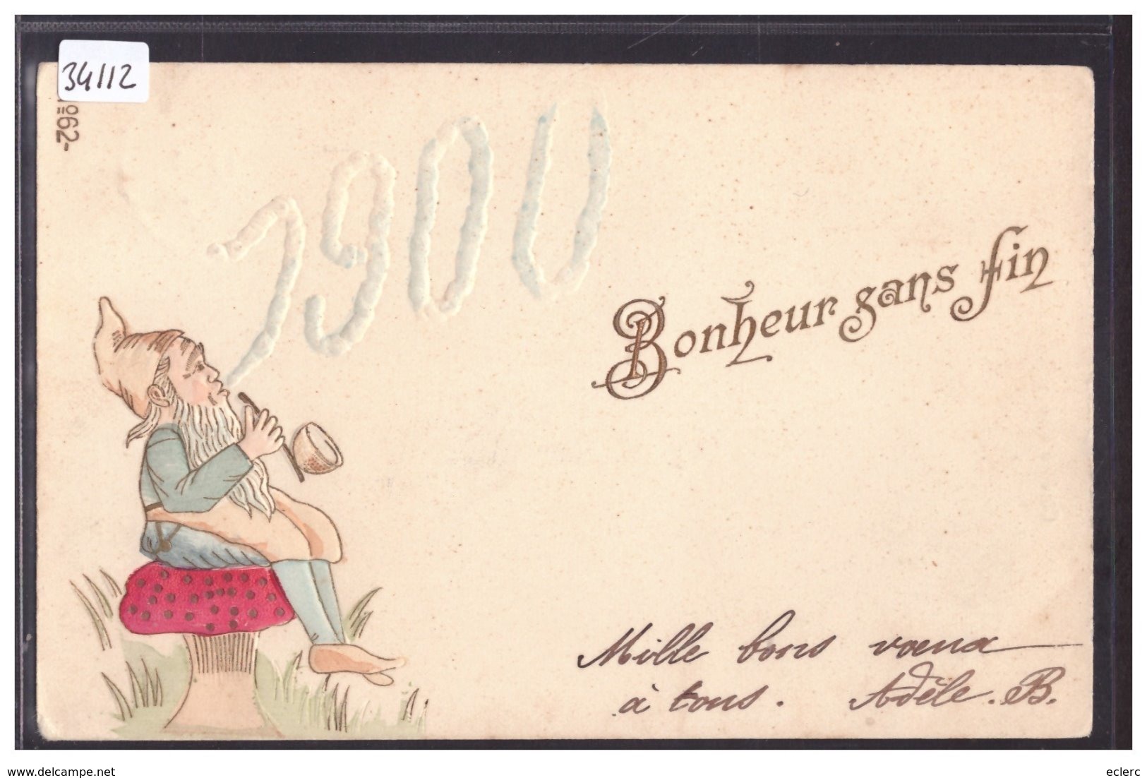 BONNE ANNEE - MILLESIME 1900 - LUTIN - CARTE EN RELIEF - PRÄGE - KARTE - TB - Neujahr