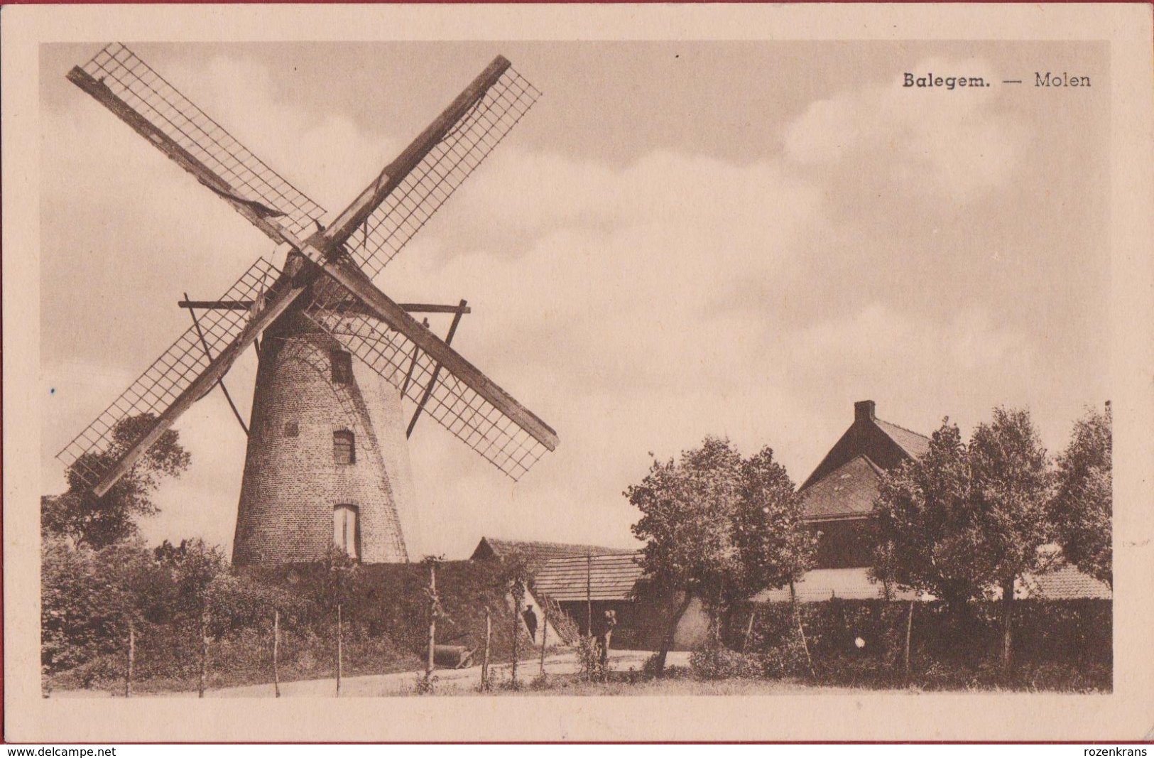 Balegem Bij Oosterzele Molen Windmolen Windmill Moulin A Vent (In Zeer Goede Staat) - Oosterzele