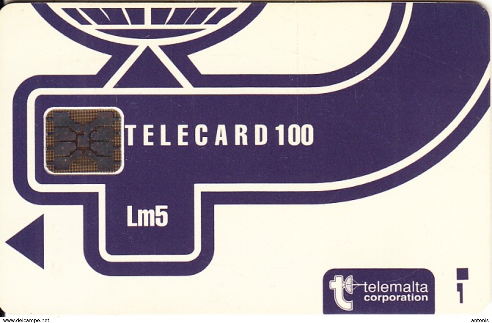 MALTA - Telecom Logo Lm5(blue), White CN : C3B000625(impressed), Chip SC5, 12/93, Used - Malta