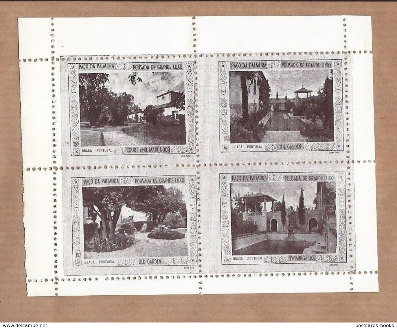 Conjunto De 4 Vinhetas PAÇO Da PALMEIRA Pousada De Luxo BRAGA. SET Of 4 Vintage CINDERELLA Poster STAMP Sheet PORTUGAL - Emissions Locales